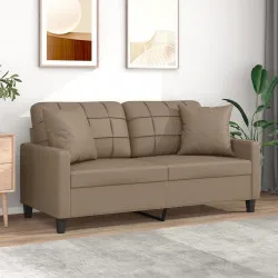 2-местен диван с декоративни възглавници капучино 140 см