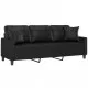 3-местен диван с възглавници, черен, 180 см