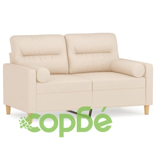 2-местен диван с декоративни възглавници кремав 120 см плат ➤ топ цена ➤ sorbe.bg