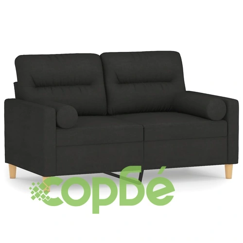 2-местен диван с декоративни възглавници черен 120 см плат ➤ топ цена ➤ sorbe.bg