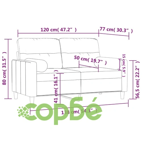 2-местен диван декоративни възглавници виненочервен 120 см плат ➤ топ цена ➤ sorbe.bg
