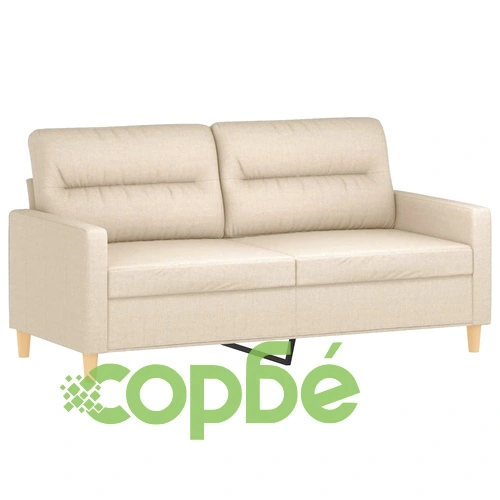 2-местен диван с декоративни възглавници кремав 140 см плат ➤ топ цена ➤ sorbe.bg