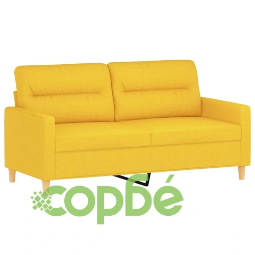 2-местен диван с декоративни възглавници светложълт 140 см плат ➤ топ цена ➤ sorbe.bg