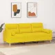 3-местен диван с декоративни възглавници светложълт 180 см плат