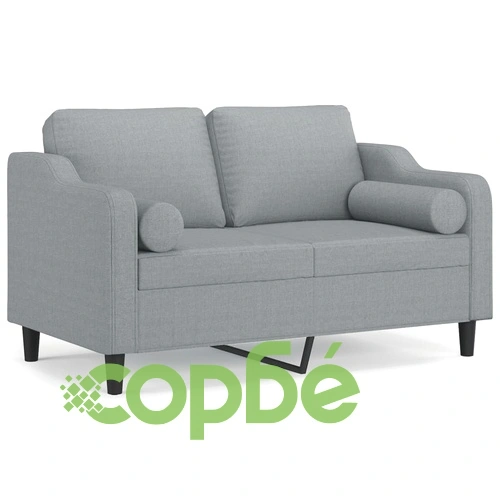 2-местен диван с декоративни възглавници светлосив 120 см плат ➤ топ цена ➤ sorbe.bg