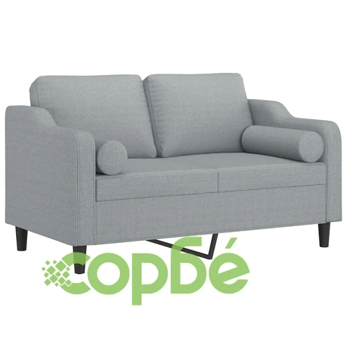 2-местен диван с декоративни възглавници светлосив 120 см плат ➤ топ цена ➤ sorbe.bg