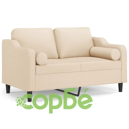 2-местен диван с декоративни възглавници кремав 120 см плат ➤ топ цена ➤ sorbe.bg