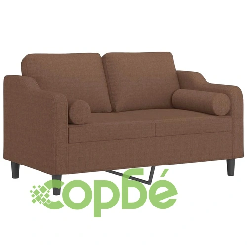 2-местен диван с декоративни възглавници кафяв 120 см плат ➤ топ цена ➤ sorbe.bg