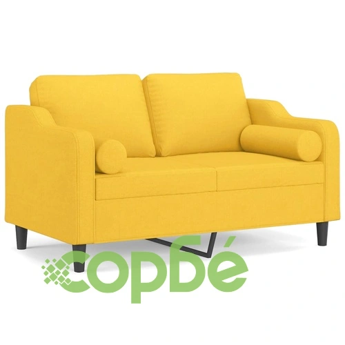 2-местен диван с декоративни възглавници светложълт 120 см плат ➤ топ цена ➤ sorbe.bg