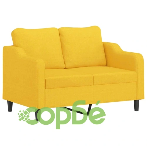 2-местен диван с декоративни възглавници светложълт 120 см плат ➤ топ цена ➤ sorbe.bg