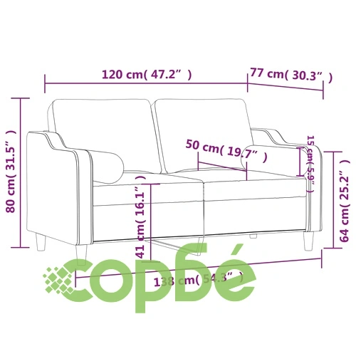 2-местен диван с декоративни възглавници светложълт 120 см плат ➤ топ цена ➤ sorbe.bg
