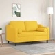 2-местен диван с декоративни възглавници светложълт 120 см плат