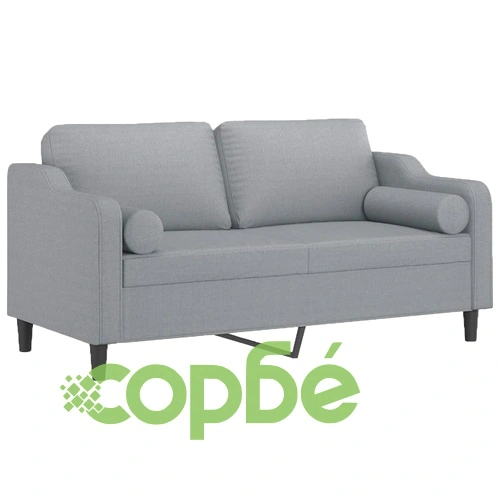 2-местен диван с декоративни възглавници светлосив 140 см плат ➤ топ цена ➤ sorbe.bg