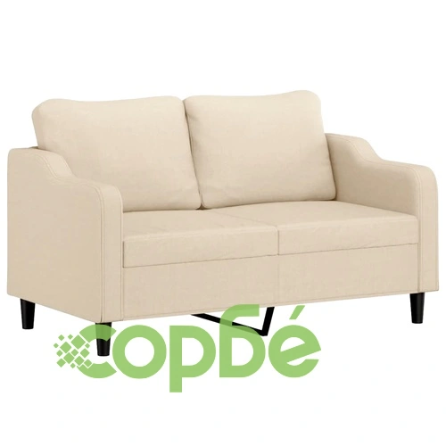 2-местен диван с декоративни възглавници кремав 140 см плат ➤ топ цена ➤ sorbe.bg