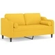 2-местен диван с декоративни възглавници светложълт 140 см плат