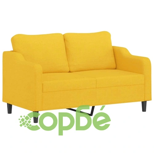 2-местен диван с декоративни възглавници светложълт 140 см плат ➤ топ цена ➤ sorbe.bg