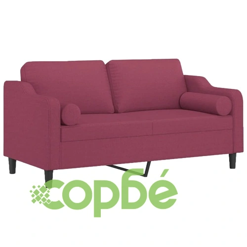 2-местен диван декоративни възглавници виненочервен 140 см плат ➤ топ цена ➤ sorbe.bg