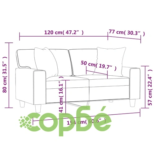 2-местен диван с декоративни възглавници черен 120 см еко кожа ➤ топ цена ➤ sorbe.bg