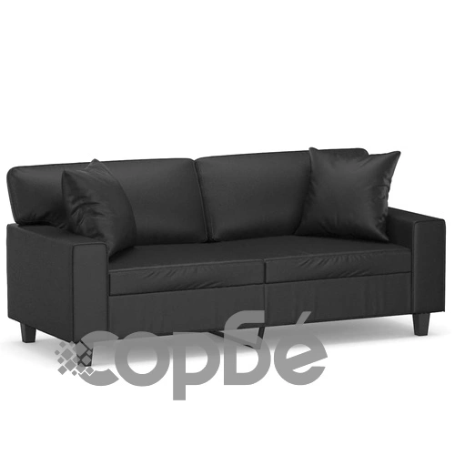 2-местен диван с декоративни възглавници черен 140 см ➤ топ цена ➤ sorbe.bg