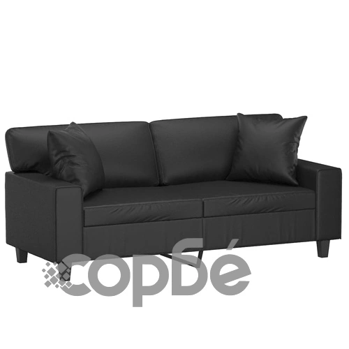 2-местен диван с декоративни възглавници черен 140 см ➤ топ цена ➤ sorbe.bg