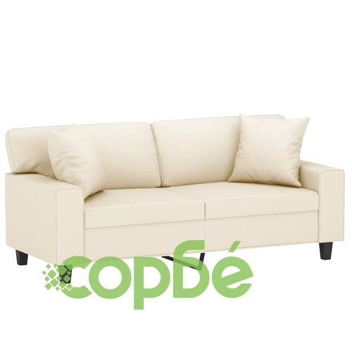 2-местен диван с декоративни възглавници кремав 140 см ➤ топ цена ➤ sorbe.bg