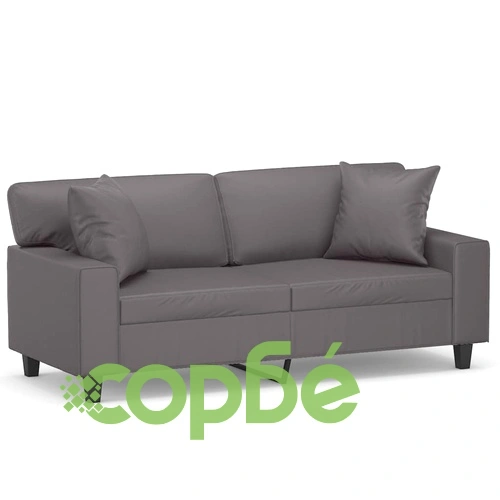 2-местен диван с декоративни възглавници сив 140 см ➤ топ цена ➤ sorbe.bg