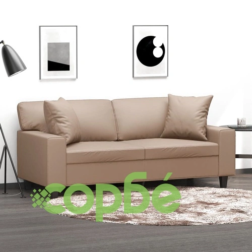 2-местен диван с декоративни възглавници капучино 140 см ➤ топ цена ➤ sorbe.bg