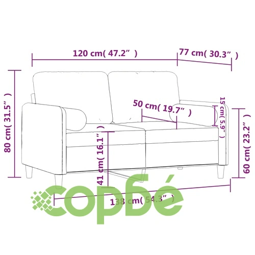 2-местен диван с декоративни възглавници черен 120 см кадифе ➤ топ цена ➤ sorbe.bg
