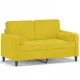 2-местен диван с декоративни възглавници жълт 120 см кадифе