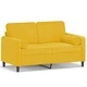 2-местен диван с декоративни възглавници жълт 120 см кадифе