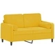 2-местен диван с декоративни възглавници жълт 120 см кадифе