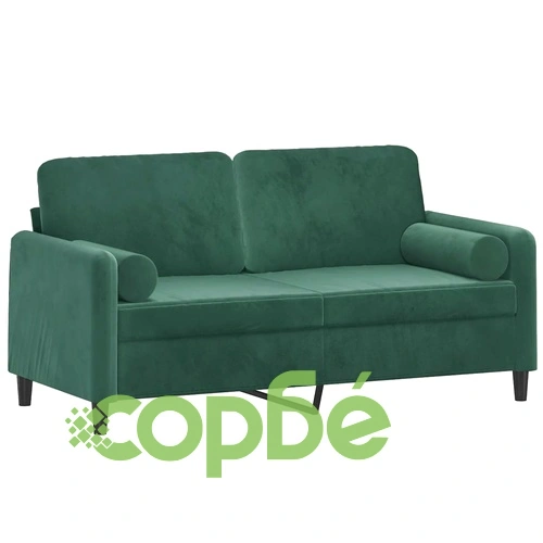2-местен диван с възглавници тъмнозелен 140 см кадифе ➤ топ цена ➤ sorbe.bg