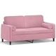 2-местен диван с декоративни възглавници розов 140 см кадифе