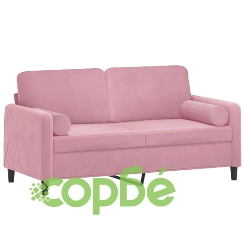 2-местен диван с декоративни възглавници розов 140 см кадифе ➤ топ цена ➤ sorbe.bg