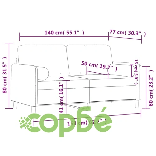 2-местен диван декоративни възглавници виненочервен 140 см ➤ топ цена ➤ sorbe.bg