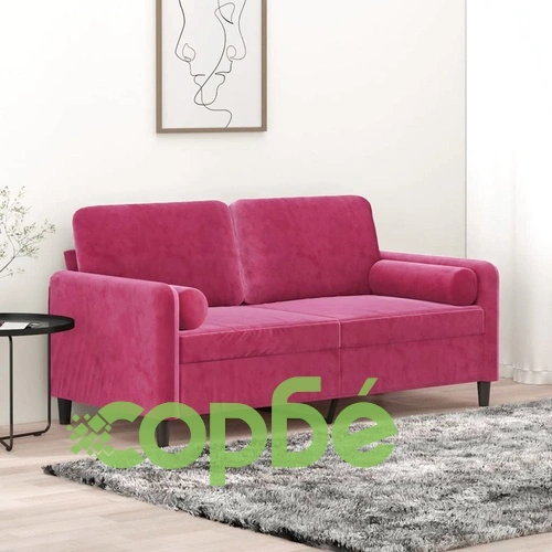 2-местен диван декоративни възглавници виненочервен 140 см ➤ топ цена ➤ sorbe.bg