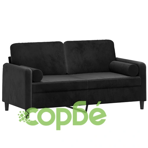 2-местен диван с декоративни възглавници черен 140 см кадифе ➤ топ цена ➤ sorbe.bg