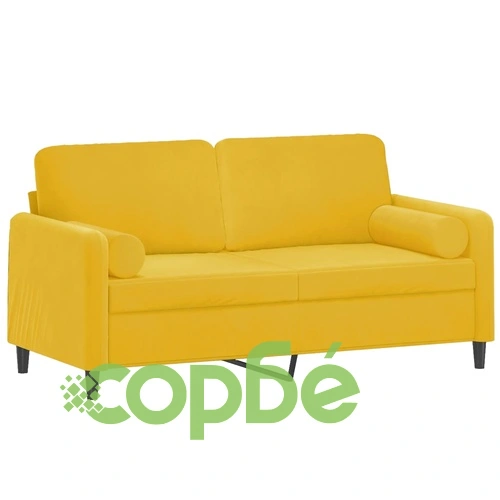 2-местен диван с декоративни възглавници жълт 140 см кадифе ➤ топ цена ➤ sorbe.bg