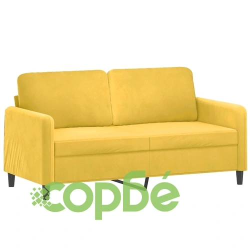 2-местен диван с декоративни възглавници жълт 140 см кадифе ➤ топ цена ➤ sorbe.bg