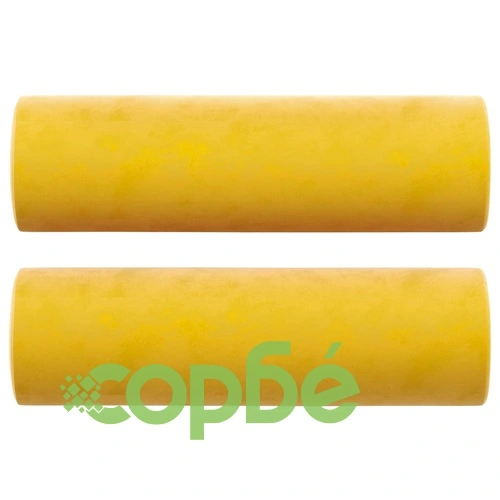 2-местен диван с декоративни възглавници жълт 140 см кадифе ➤ топ цена ➤ sorbe.bg