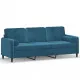 3-местен диван с декоративни възглавници син 180 см кадифе