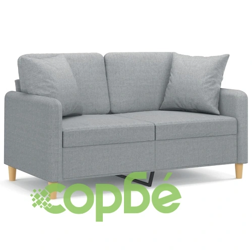 2-местен диван с декоративни възглавници светлосив 120 см плат ➤ топ цена ➤ sorbe.bg