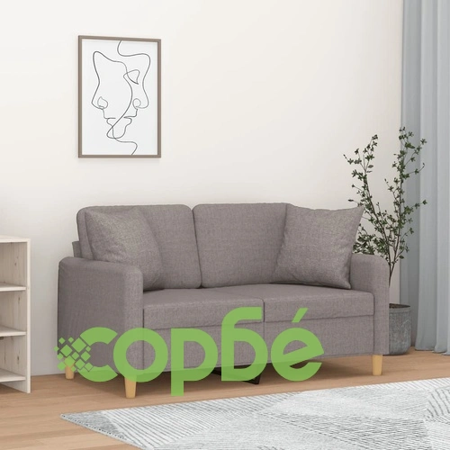 2-местен диван с декоративни възглавници светлосив 120 см плат ➤ топ цена ➤ sorbe.bg