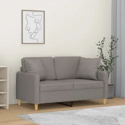 2-местен диван с декоративни възглавници таупе 120 см плат