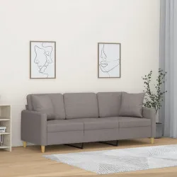 3-местен диван с декоративни възглавници таупе 180 см плат