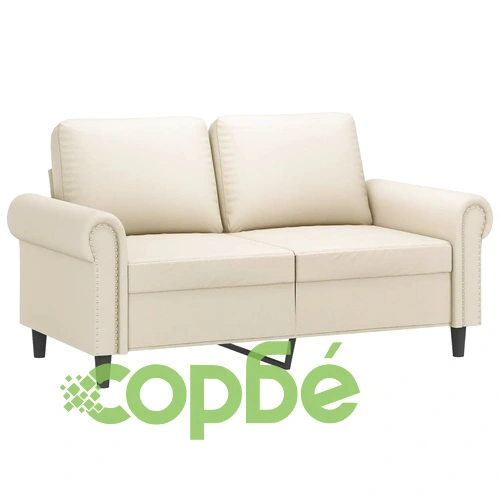 2-местен диван с декоративни възглавници кремав 120 см еко кожа ➤ топ цена ➤ sorbe.bg