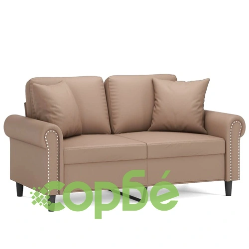 2-местен диван с декоративни възглавници капучино 120 см ➤ топ цена ➤ sorbe.bg