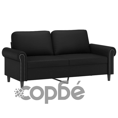 2-местен диван с декоративни възглавници черен 140 см ➤ топ цена ➤ sorbe.bg