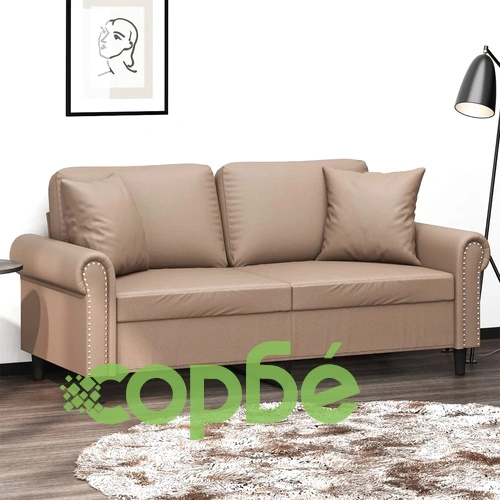 2-местен диван с декоративни възглавници капучино 140 см ➤ топ цена ➤ sorbe.bg