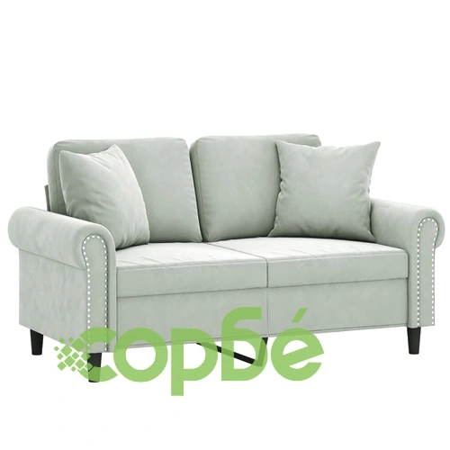 2-местен диван с декоративни възглавници светлосив 120см кадифе ➤ топ цена ➤ sorbe.bg